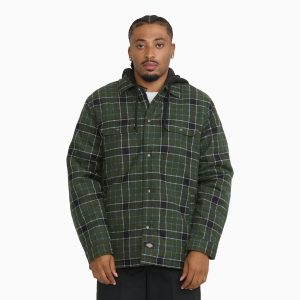 Insulated Plaid Hooded Shirt Jacket