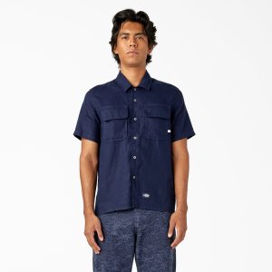 Short Sleeve Linen Work Shirt
