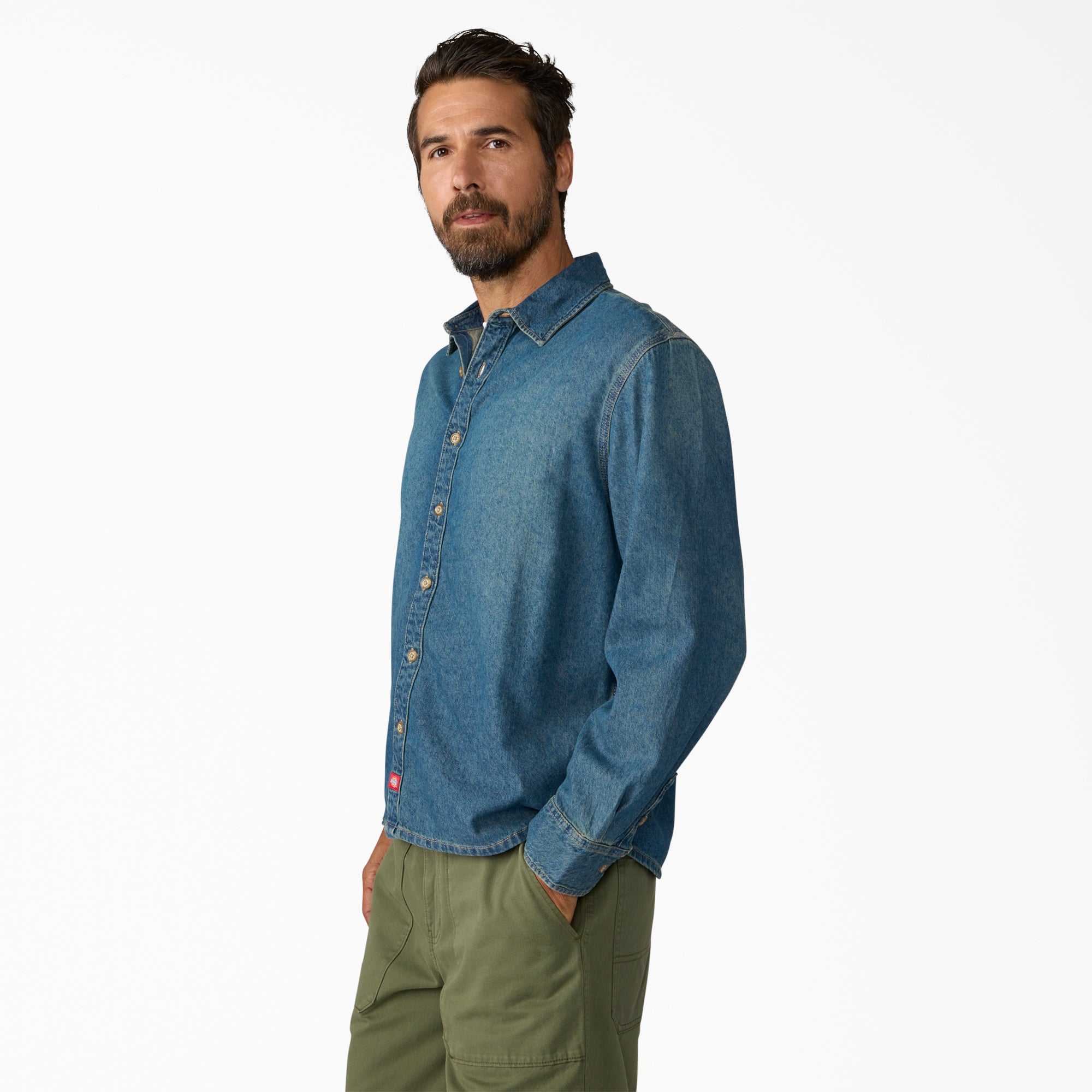 Lightweight Long Sleeve Denim Shirt - Image 3