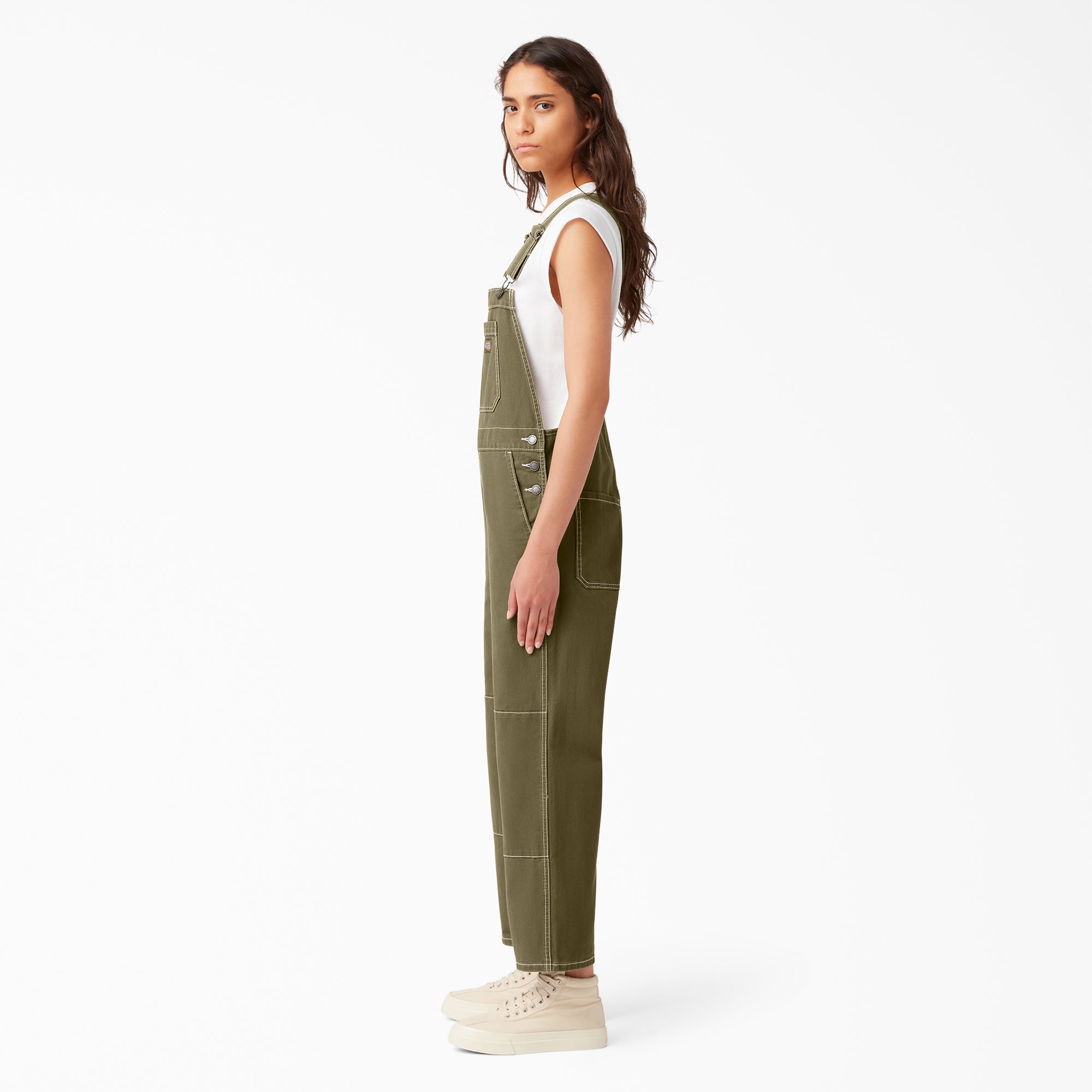 Women's Cropped Carpenter Bib Overalls - Image 3