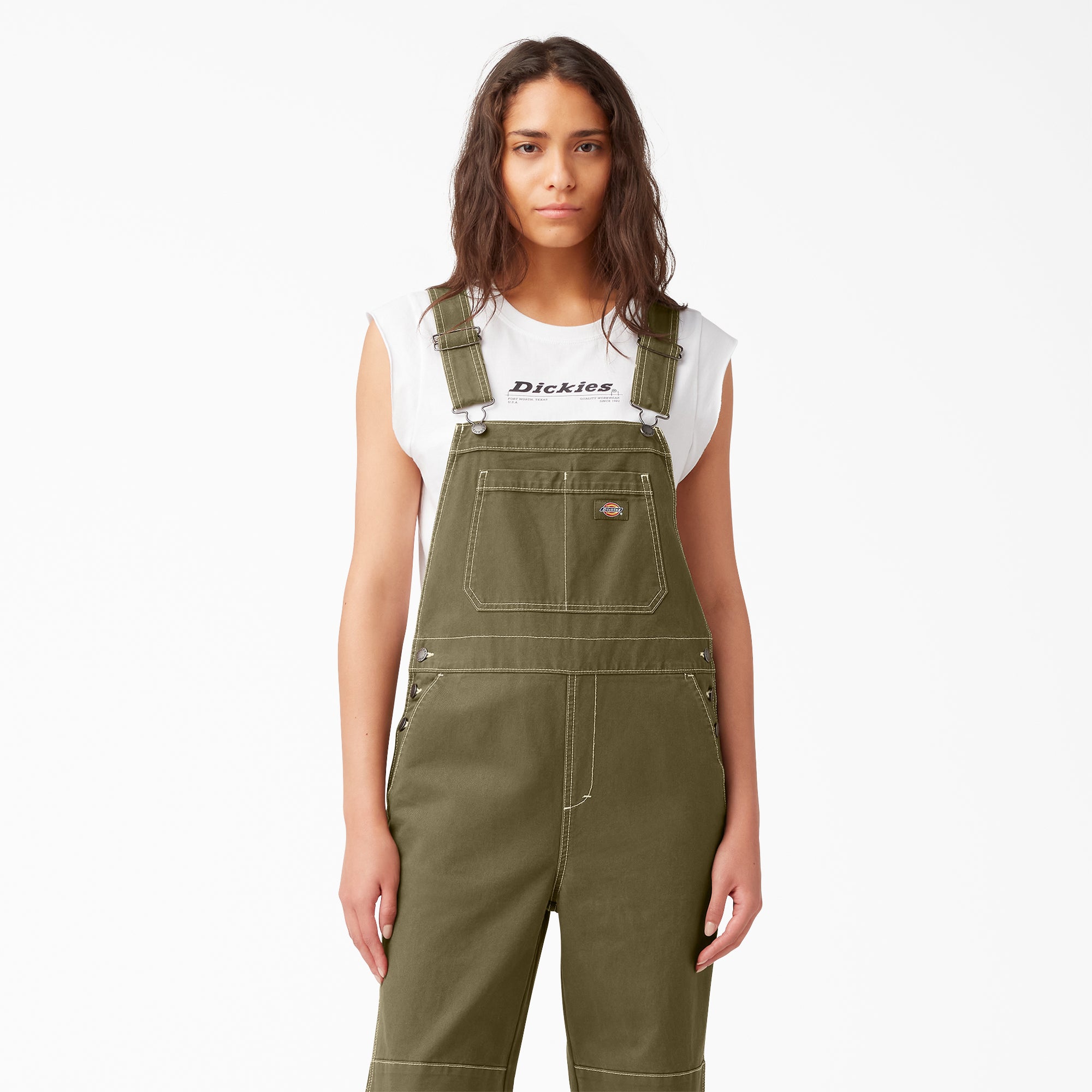 Women's Cropped Carpenter Bib Overalls - Image 4