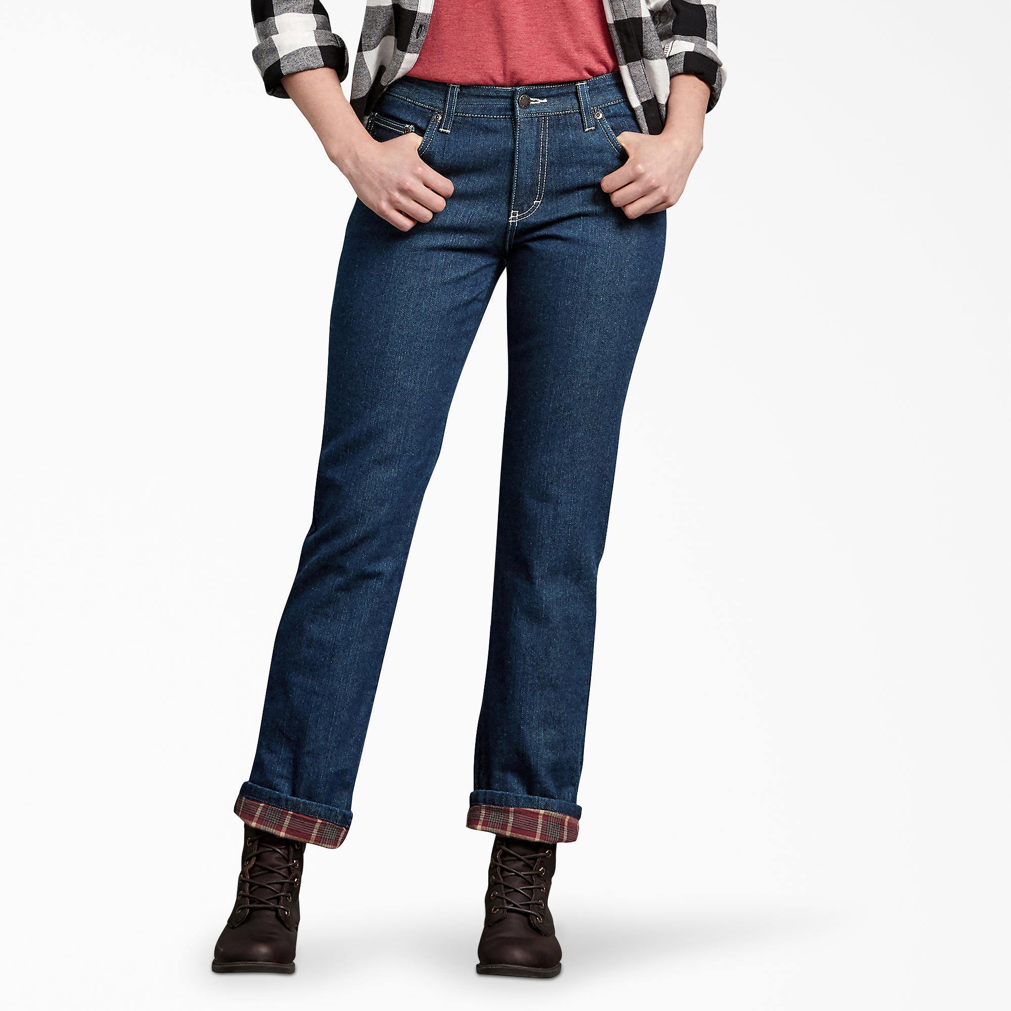 Women's Denim Flannel Lined Relaxed Fit Jeans - Image 4