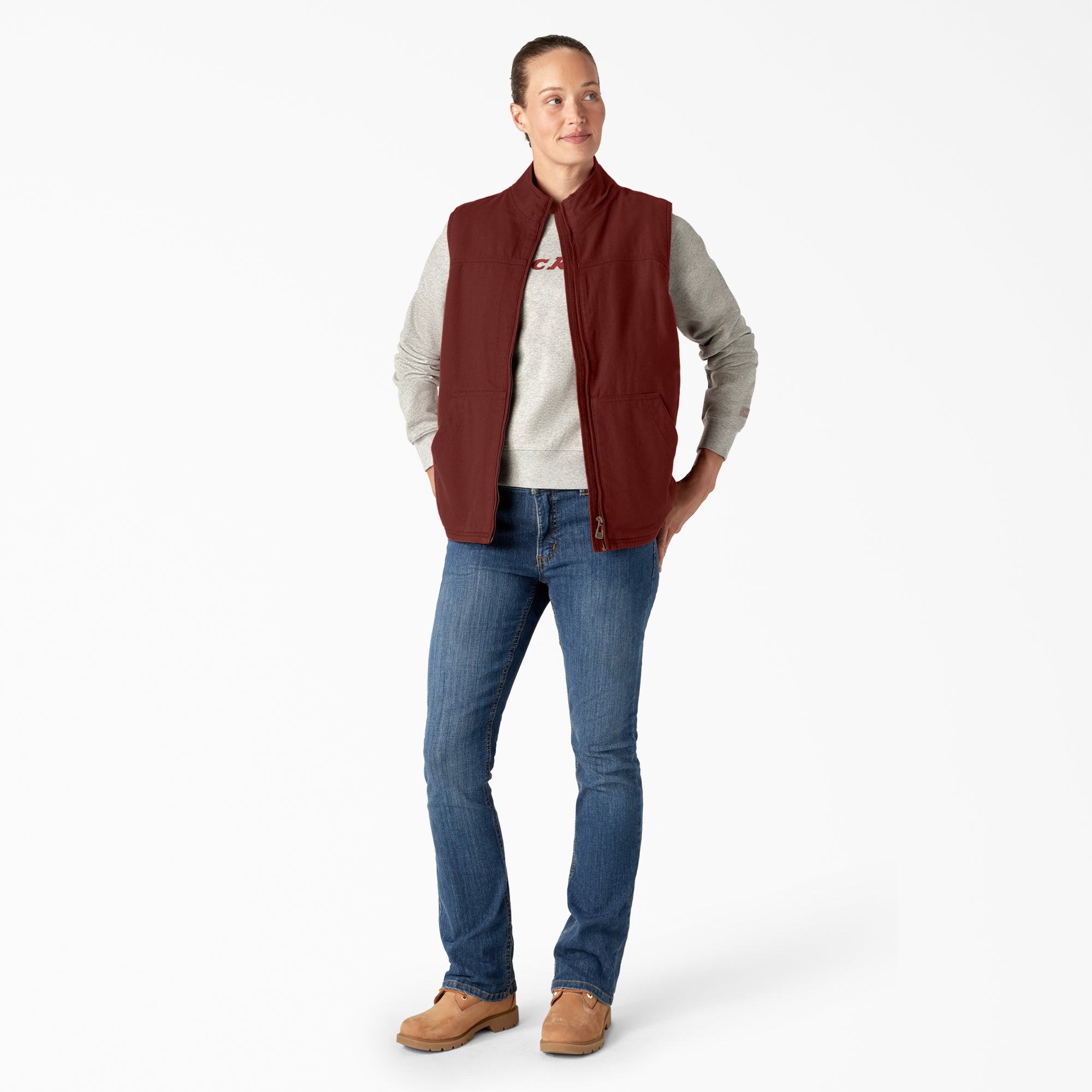 Women's Fleece Lined Duck Canvas Vest - Image 4