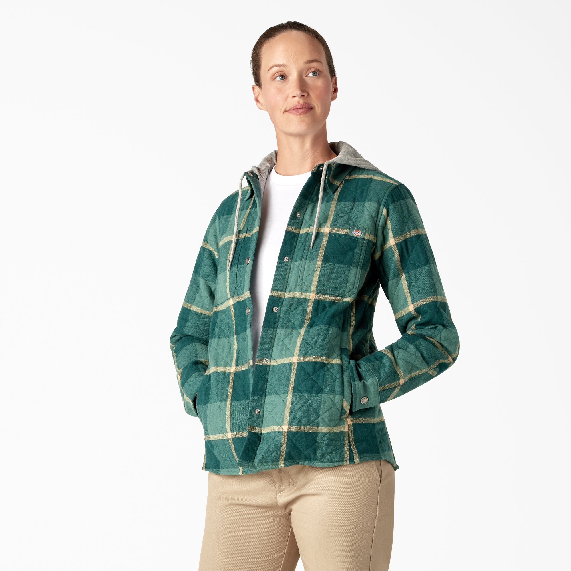 Women's Flannel Hooded Shirt Jacket - Image 3