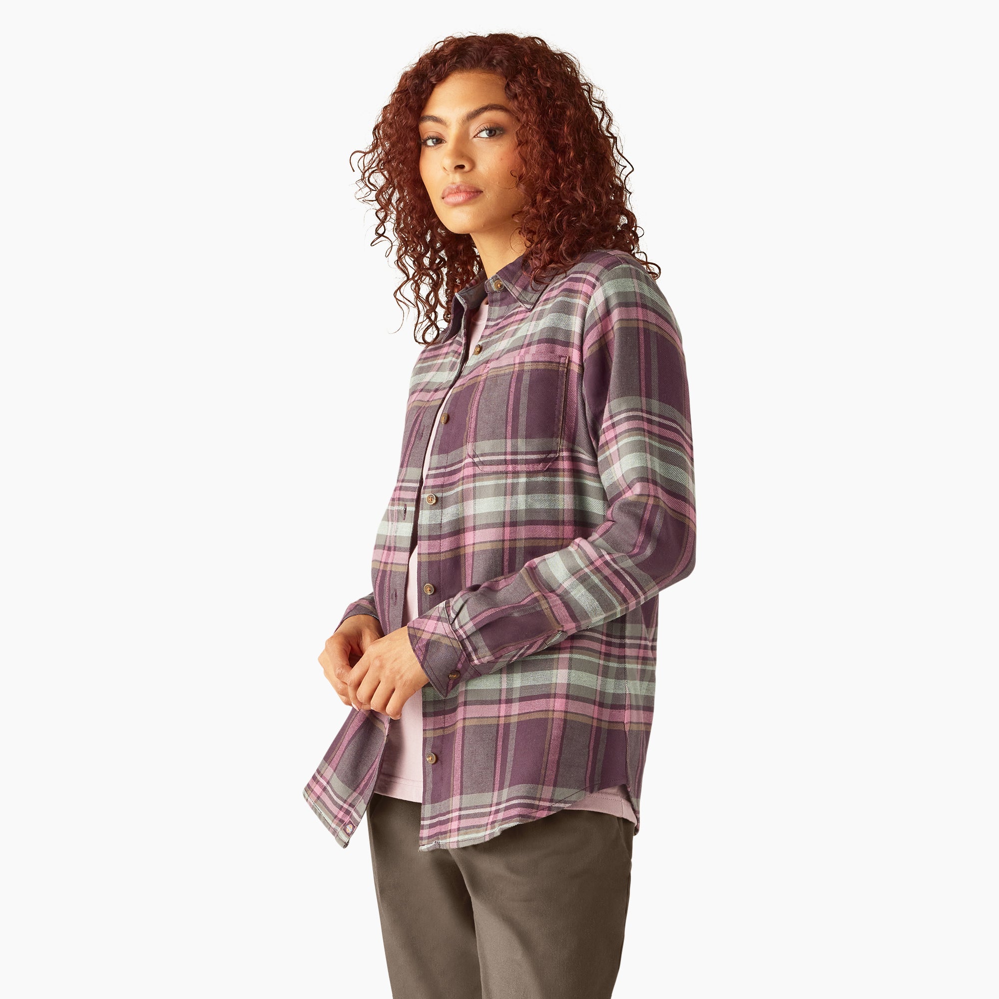 Women's Plaid Flannel Long Sleeve Shirt - Image 3