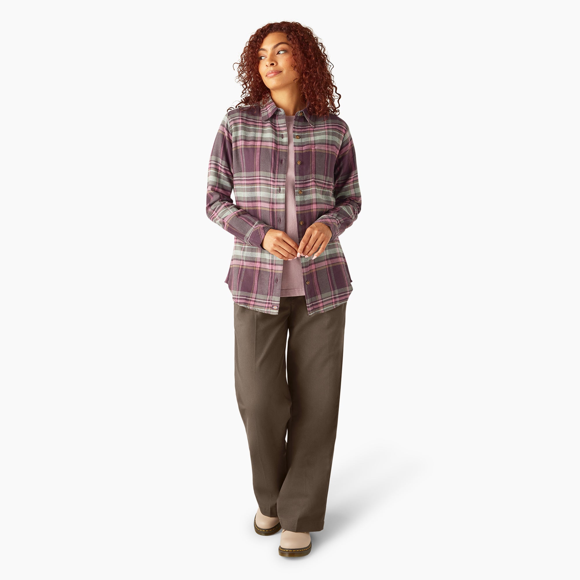 Women's Plaid Flannel Long Sleeve Shirt - Image 4