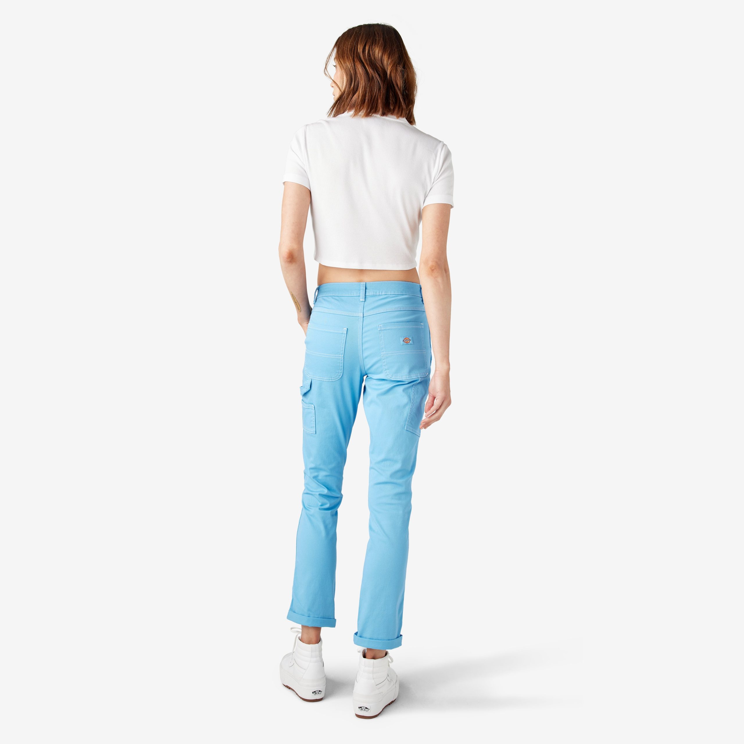 Women's Slim Straight Fit Roll Hem Carpenter Pants - Image 6