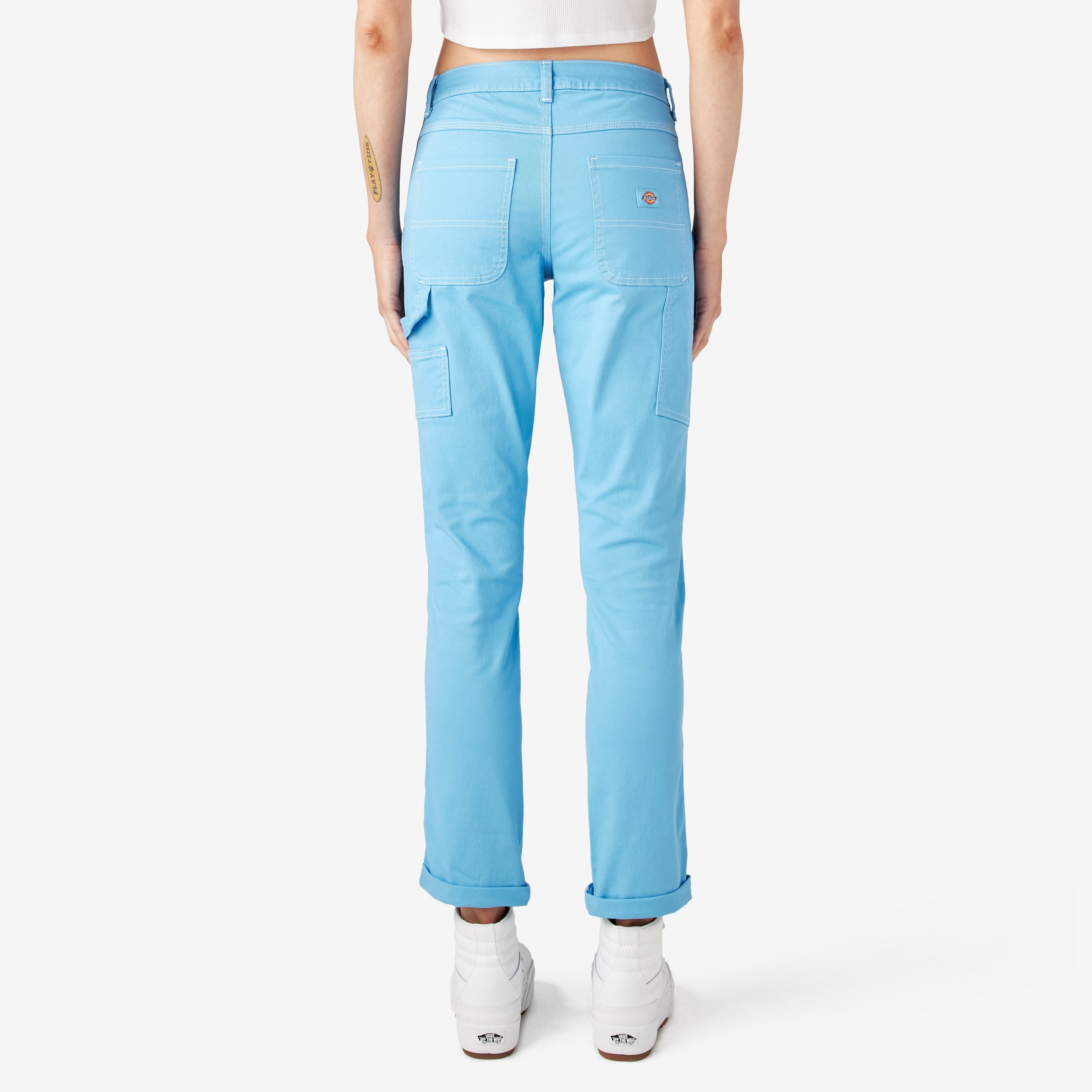 Women's Slim Straight Fit Roll Hem Carpenter Pants - Image 2
