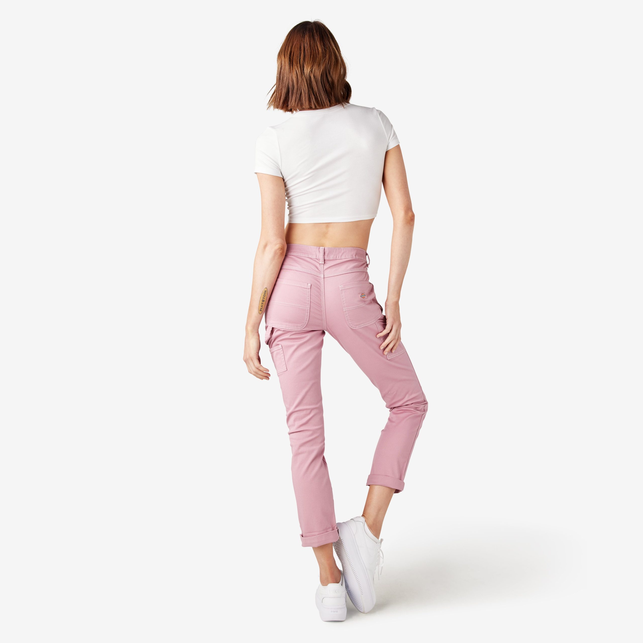 Women's Slim Straight Fit Roll Hem Carpenter Pants - Image 6