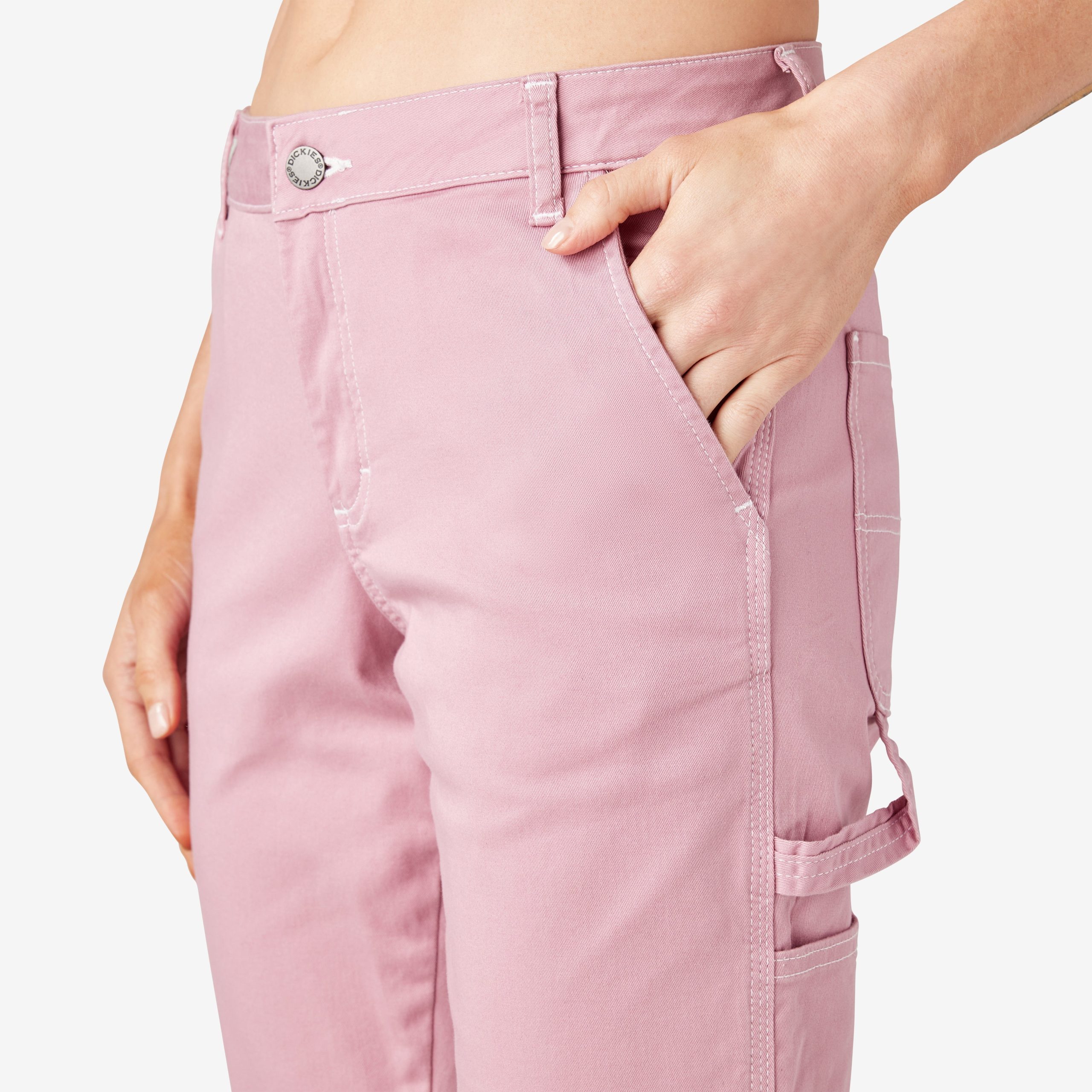 Women's Slim Straight Fit Roll Hem Carpenter Pants - Image 7