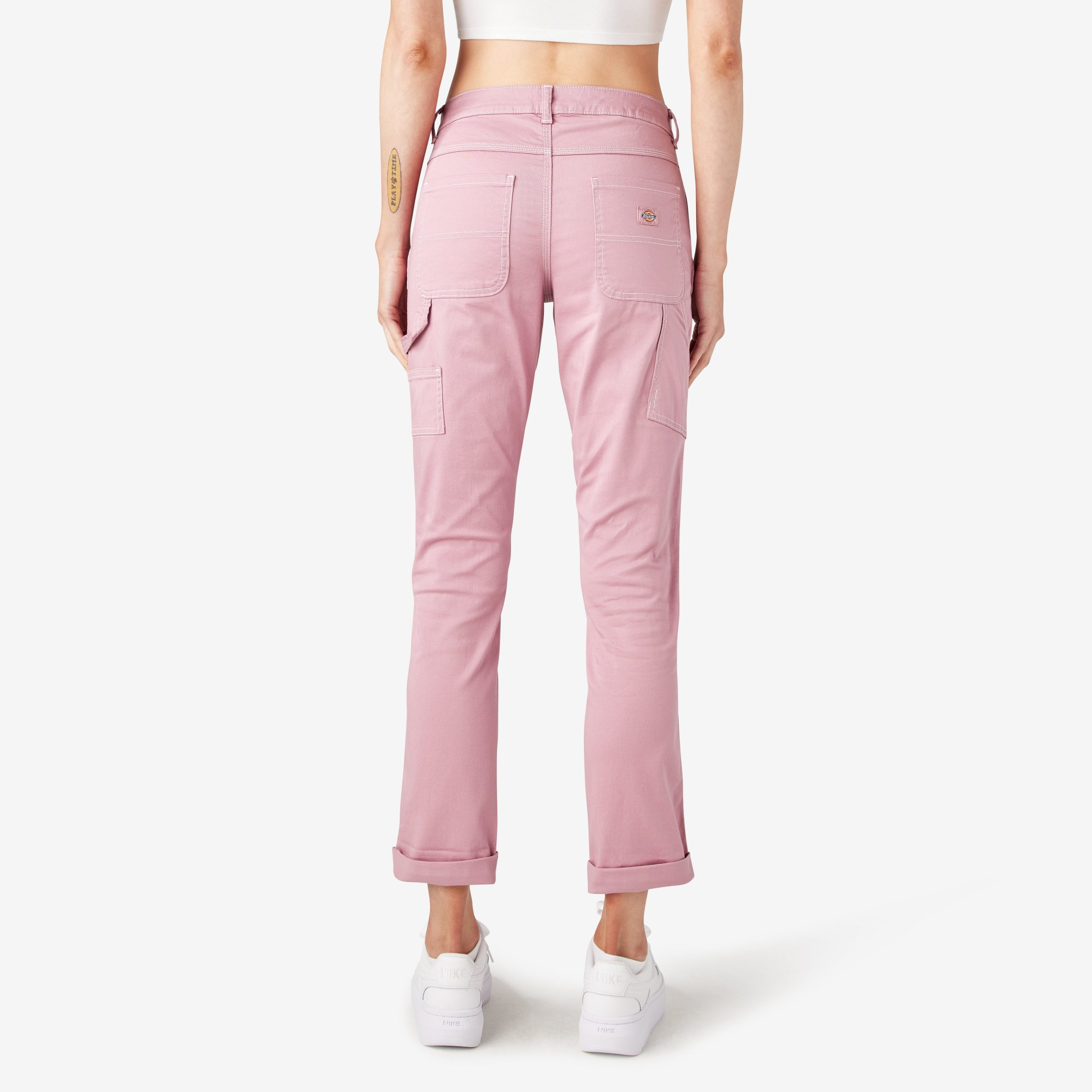 Women's Slim Straight Fit Roll Hem Carpenter Pants - Image 2