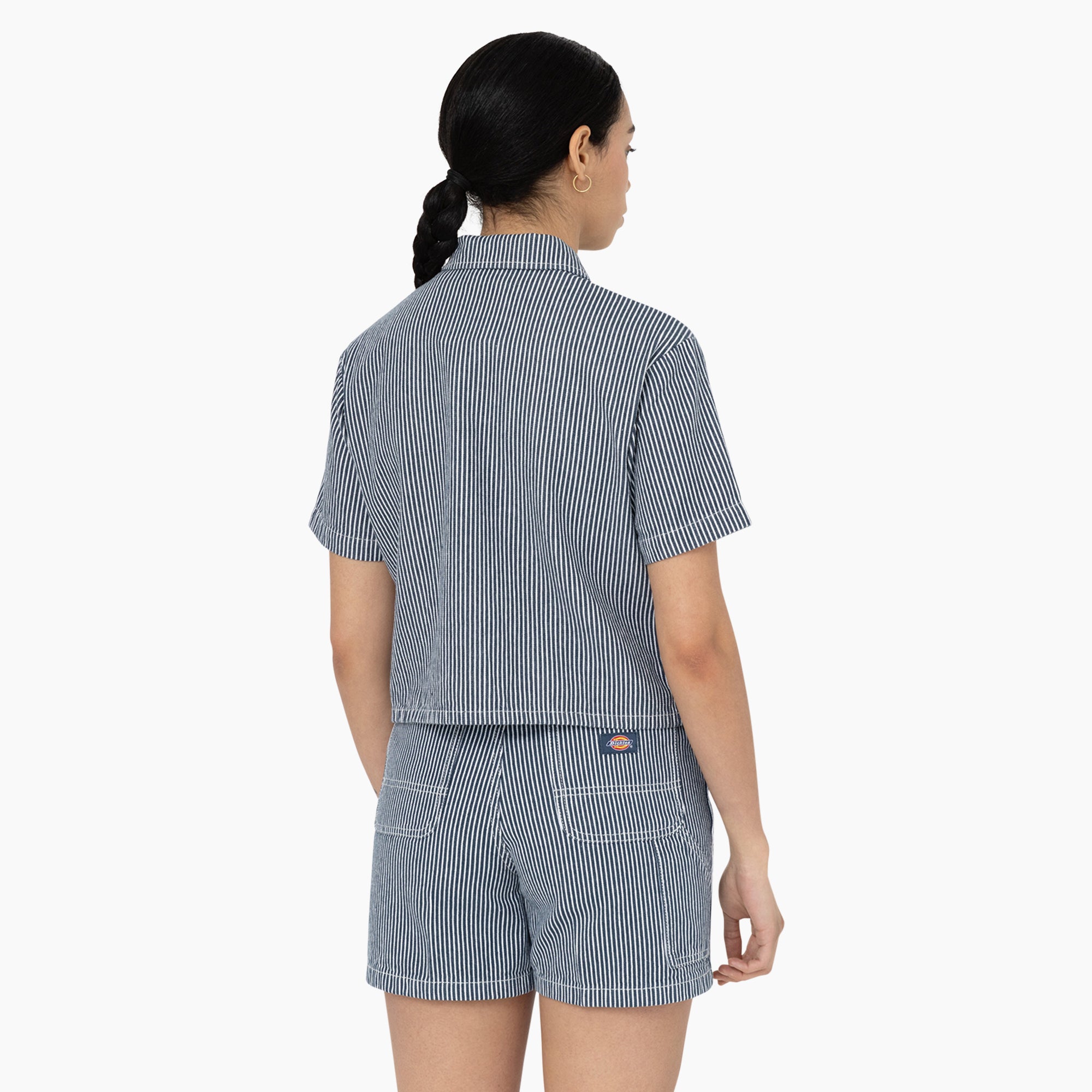 Women's Hickory Stripe Cropped Work Shirt - Image 2