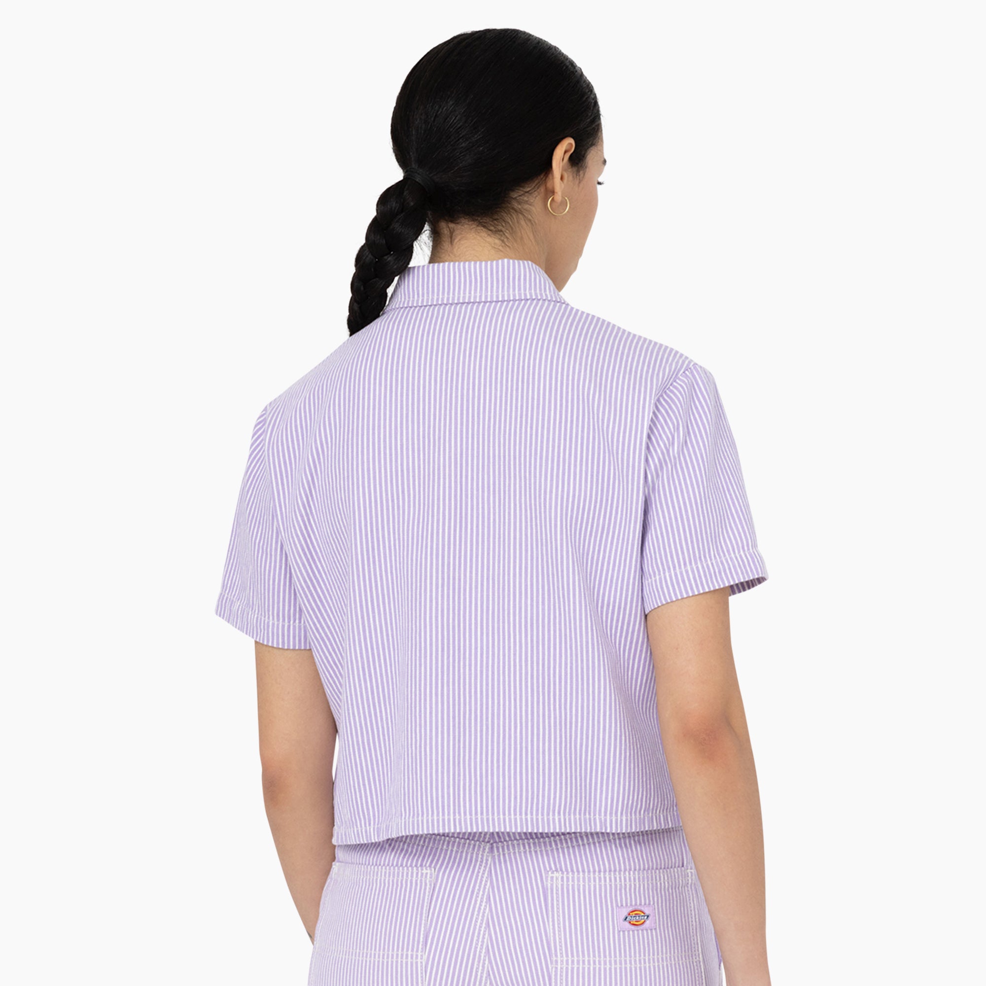 Women's Hickory Stripe Cropped Work Shirt - Image 2