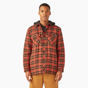 Water Repellent Flannel Hooded Shirt Jacket