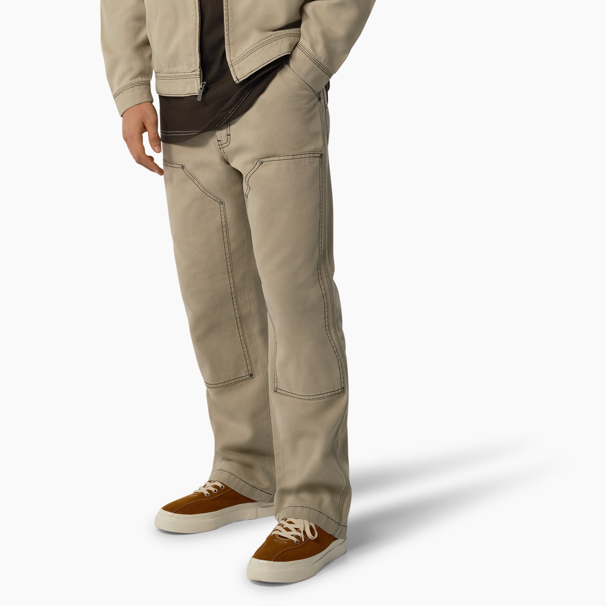 Relaxed Fit Contrast Stitch Double Knee Duck Pants - Image 3