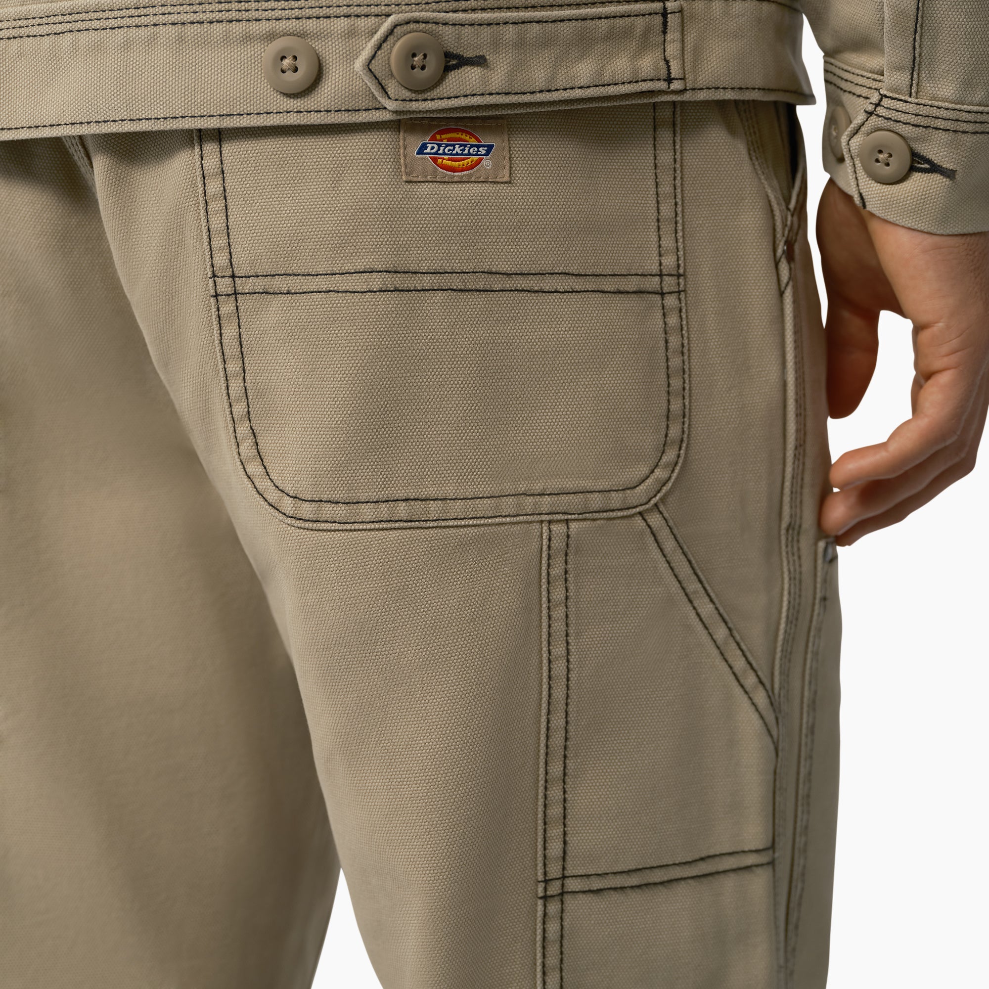 Relaxed Fit Contrast Stitch Double Knee Duck Pants - Image 4