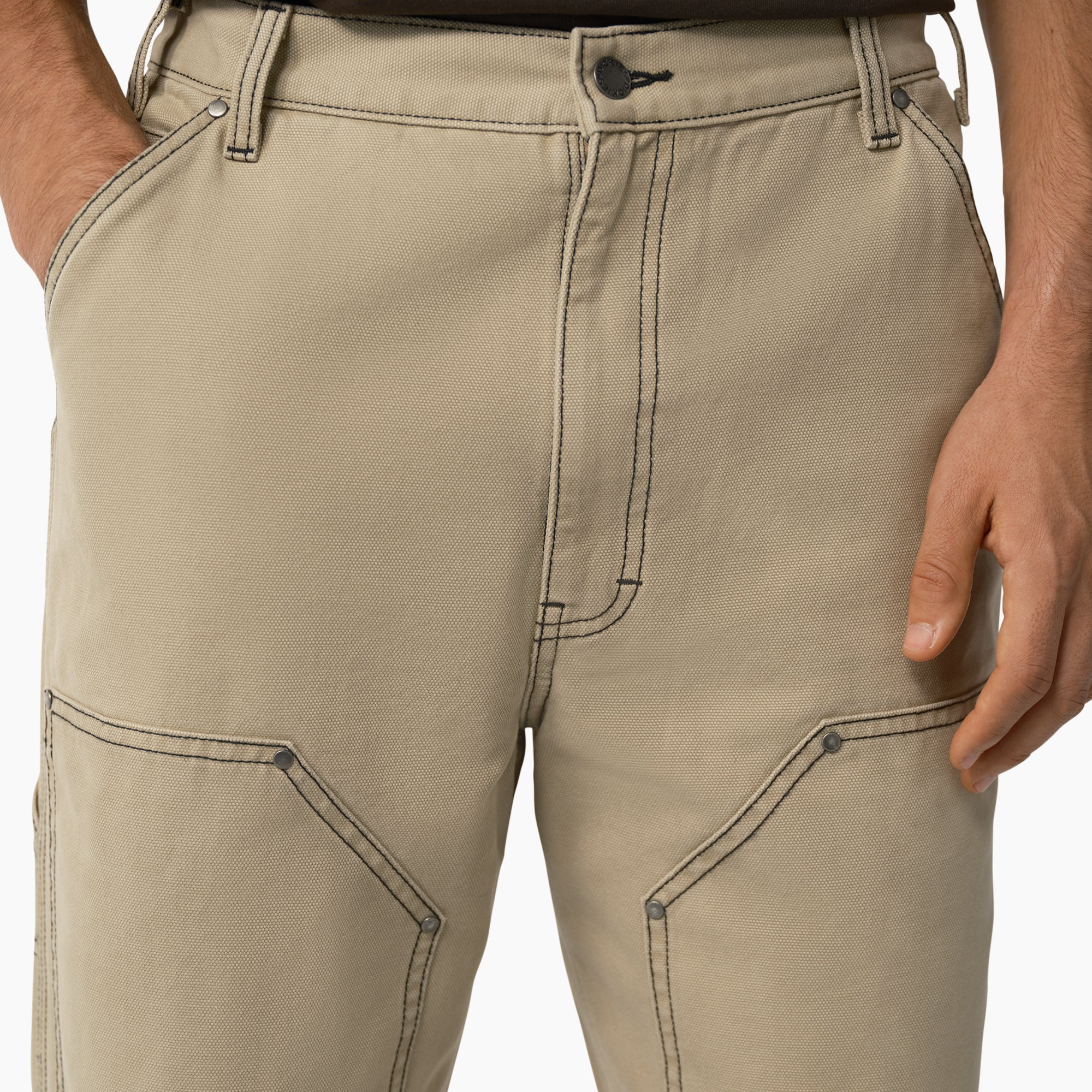 Relaxed Fit Contrast Stitch Double Knee Duck Pants - Image 5