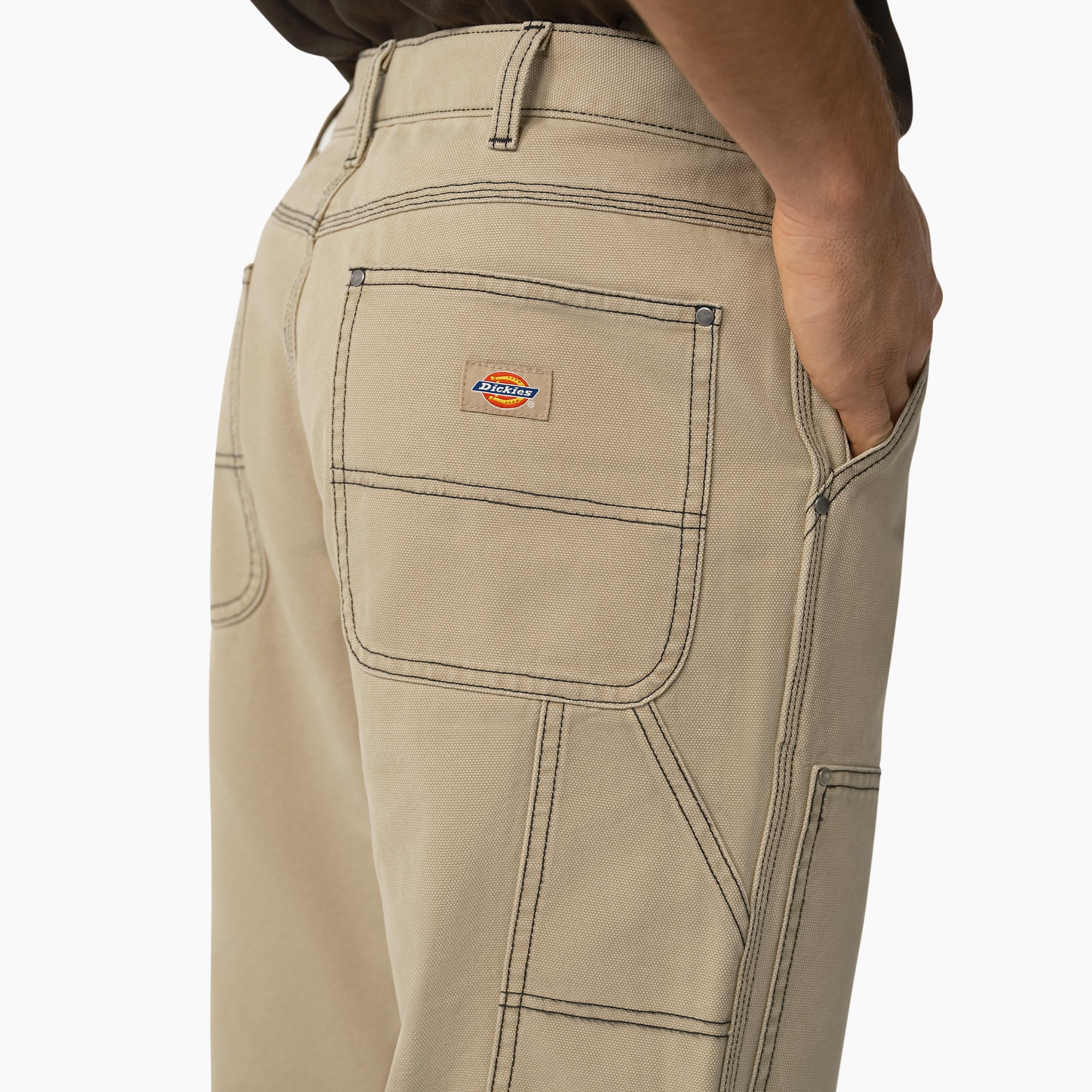 Relaxed Fit Contrast Stitch Double Knee Duck Pants - Image 6