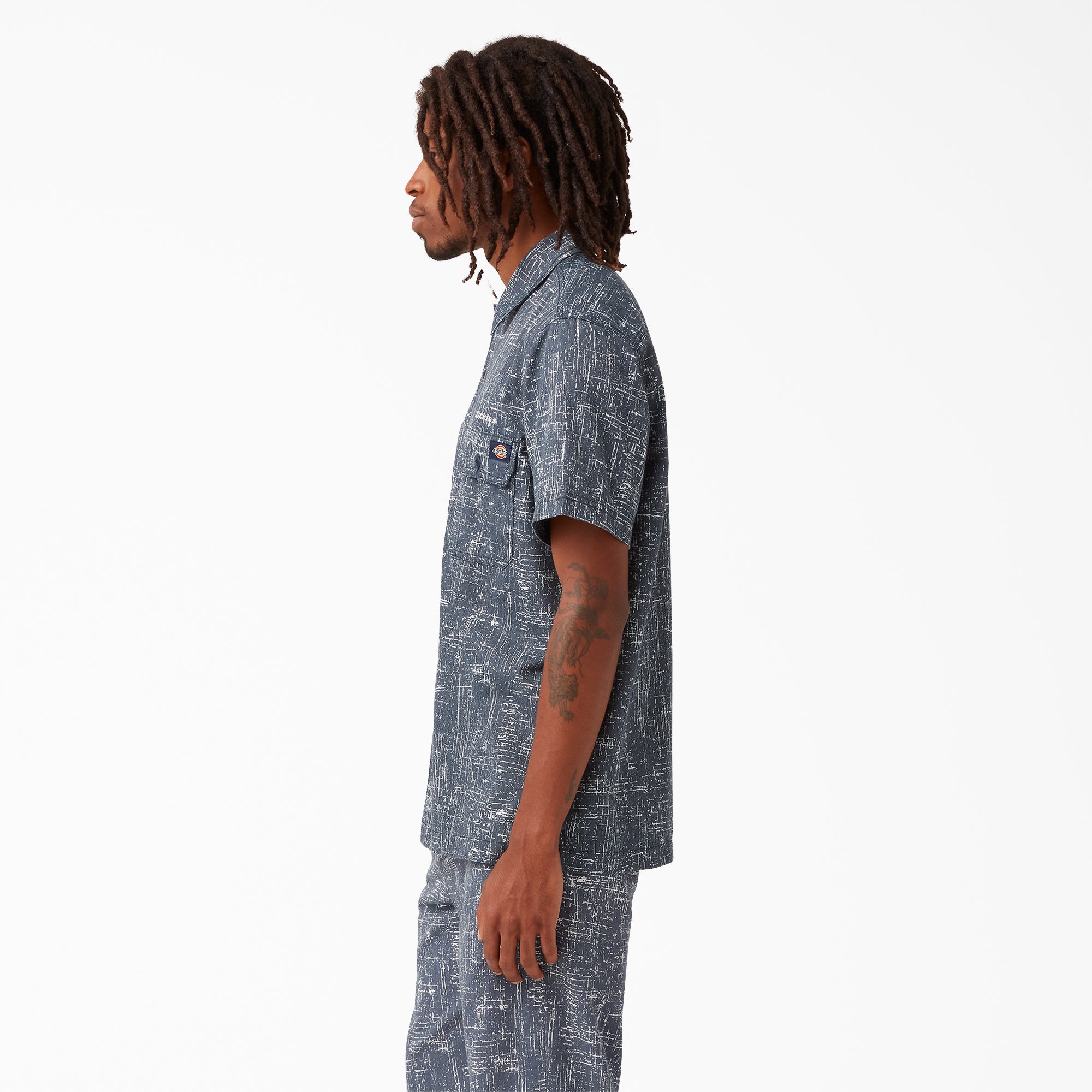 Twill Button-Up Short Sleeve Work Shirt - Image 3