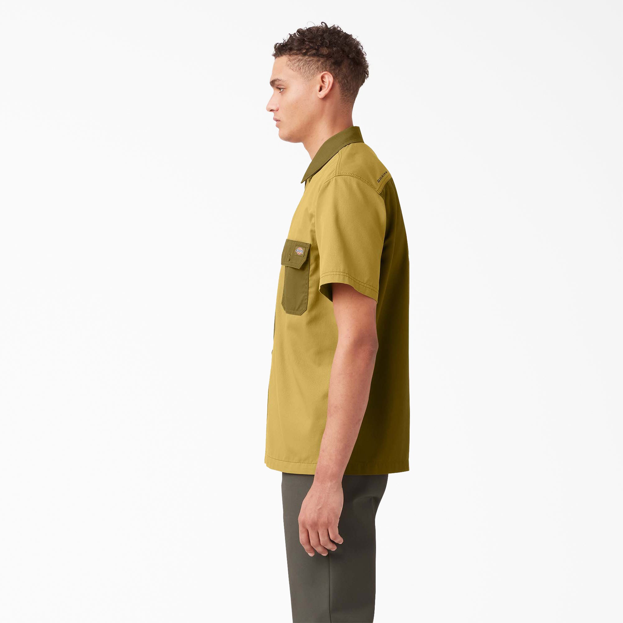 Twill Button-Up Short Sleeve Work Shirt - Image 3