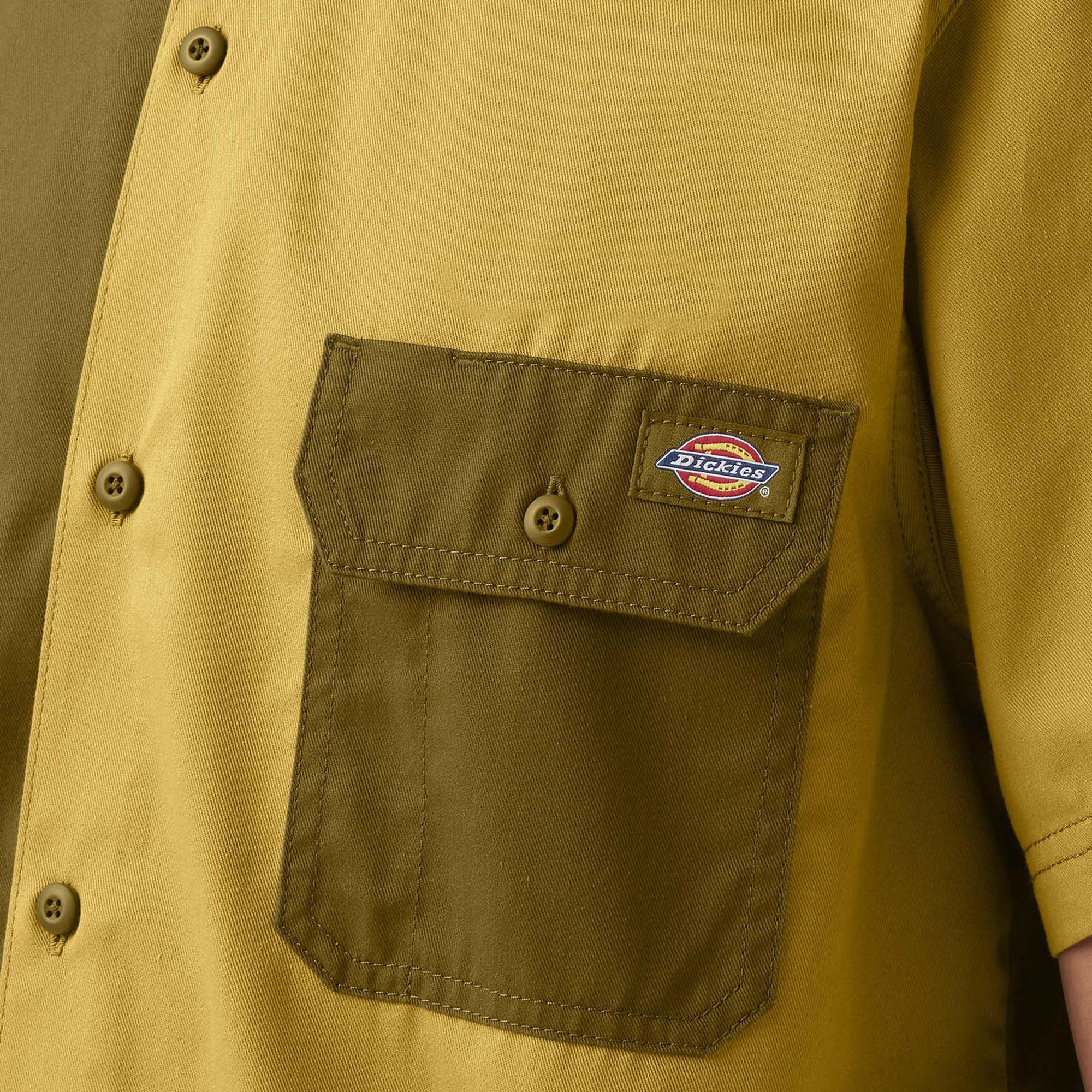 Twill Button-Up Short Sleeve Work Shirt - Image 4
