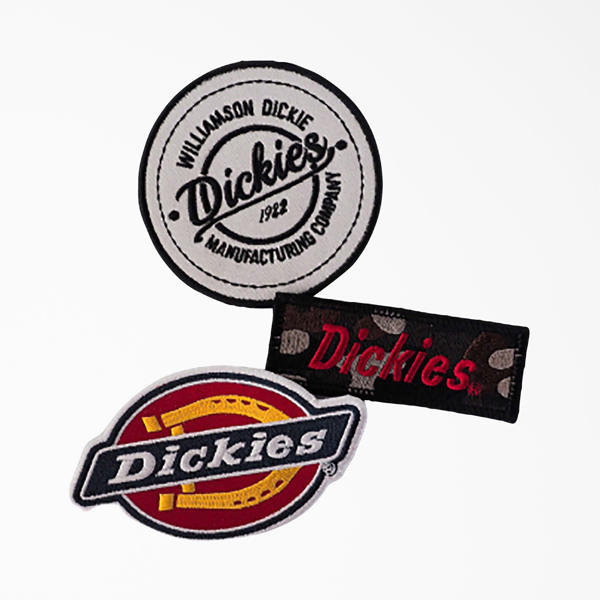 Dickies Camo Logo Iron-on Patches. 3-Pack
