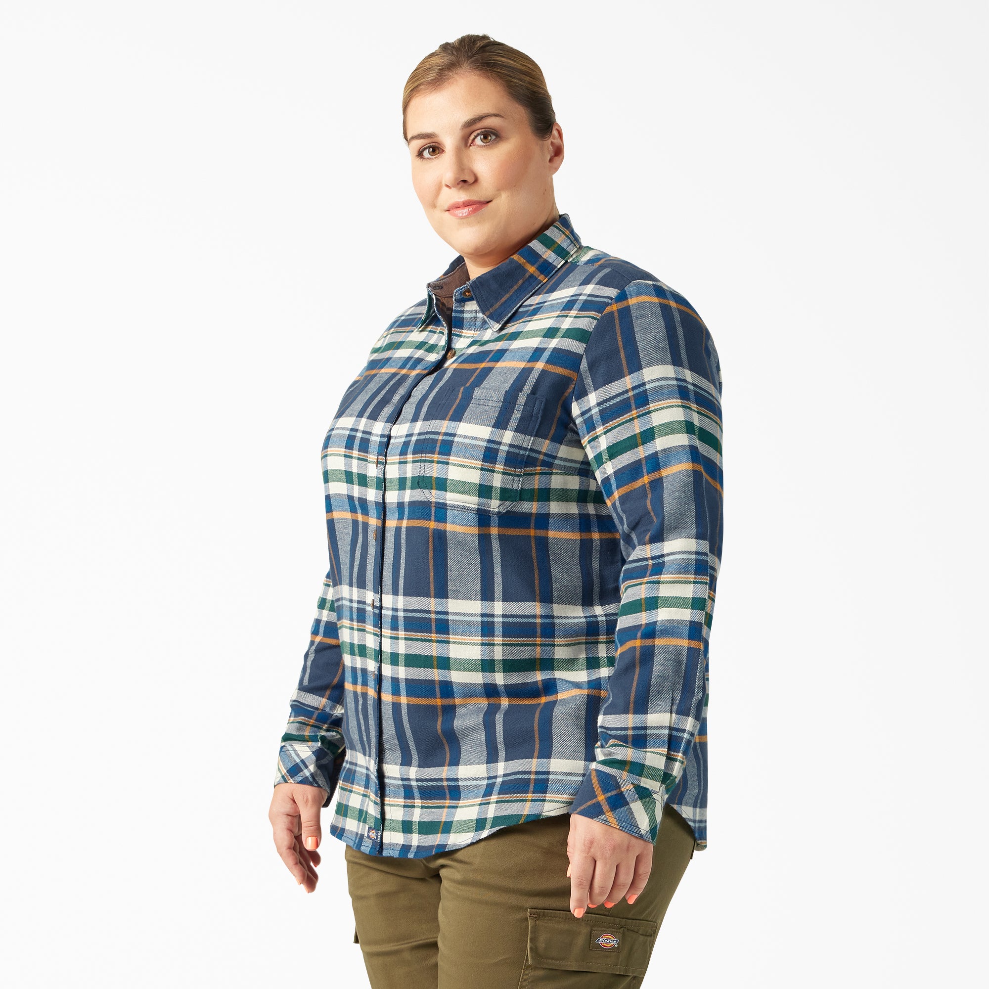 Women's Plus Long Sleeve Plaid Flannel Shirt - Image 3