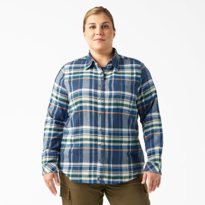 Women's Plus Long Sleeve Plaid Flannel Shirt