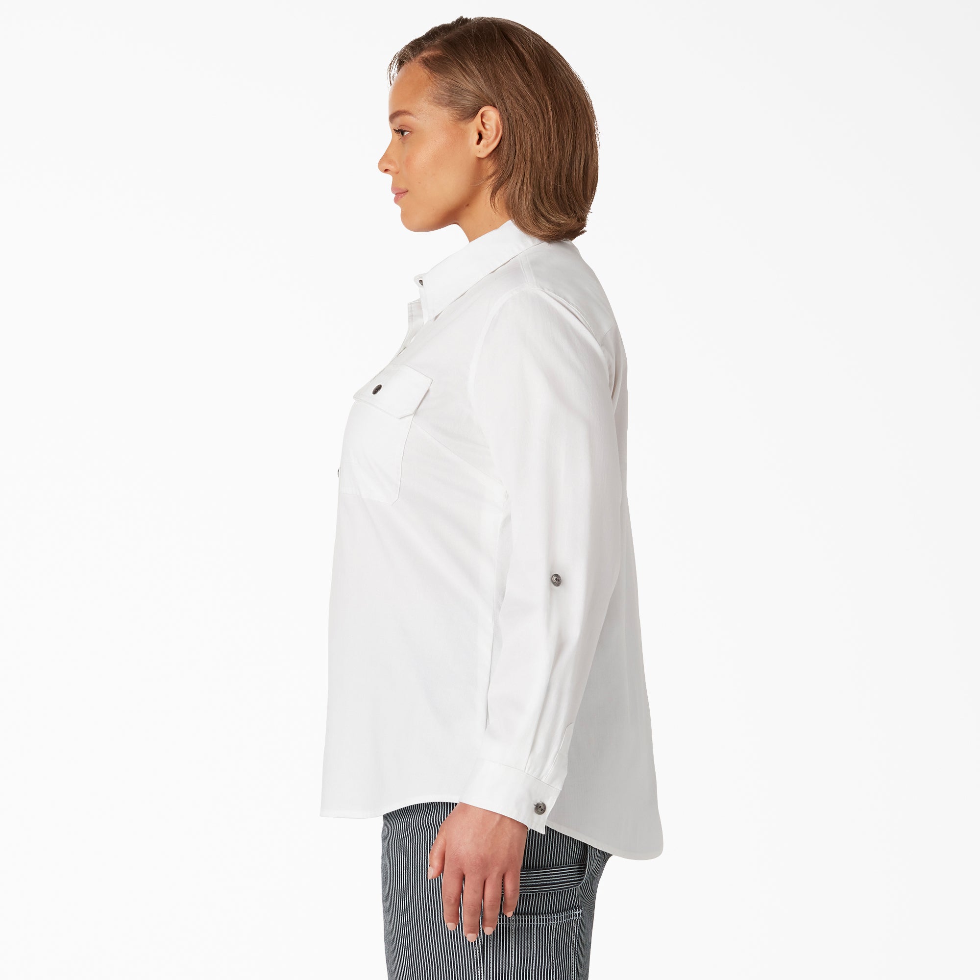 Women's Plus Long Sleeve Roll-Tab Work Shirt - Image 3