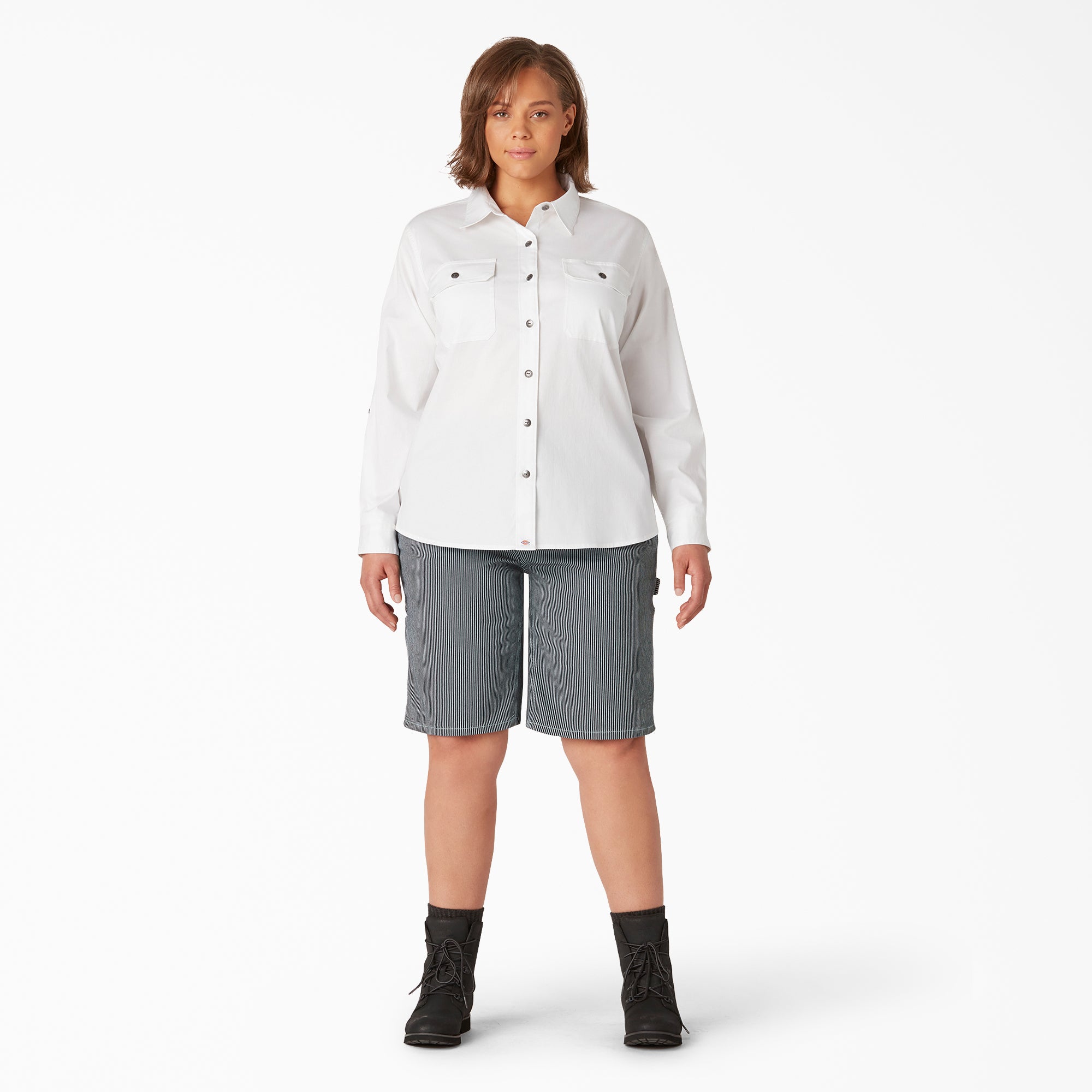 Women's Plus Long Sleeve Roll-Tab Work Shirt - Image 4