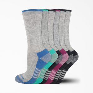 Women's Moisture Control Crew Socks. Size 6-9. 6-Pack