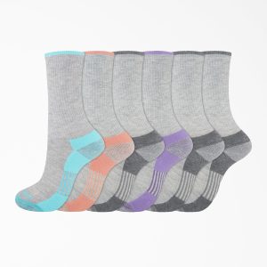 Women's Moisture Control Crew Socks. Size 6-9. 6-Pack