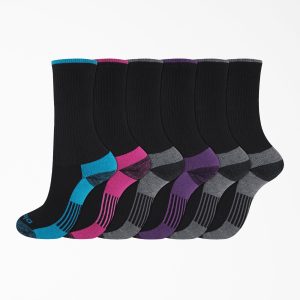 Women's Moisture Control Crew Socks. Size 6-9. 6-Pack