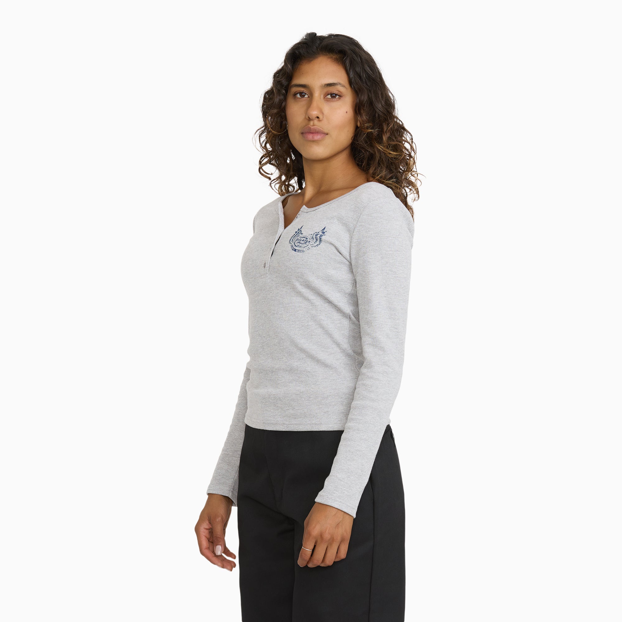 Juniors Long Sleeve Fitted Henley - Image 3
